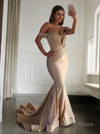 Trumpet Mermaid Off The Shoulder Sweep Train Jersey Prom Dresses With Ruffles