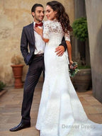 Trumpet Mermaid Off The Shoulder Sweep Train Lace Wedding Dresses