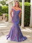 Trumpet Mermaid Off The Shoulder Sweep Train Prom Dresses With Ruffles