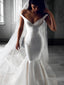 Trumpet/Mermaid Off-the-Shoulder Sweep Train Satin Wedding Dresses