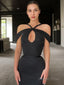 Trumpet Mermaid Off The Shoulder Sweep Train Stretch Crepe Prom Dresses With Ruffles