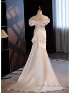 Trumpet Mermaid Puffy Sleeves Wedding Dresses With Detachable Train