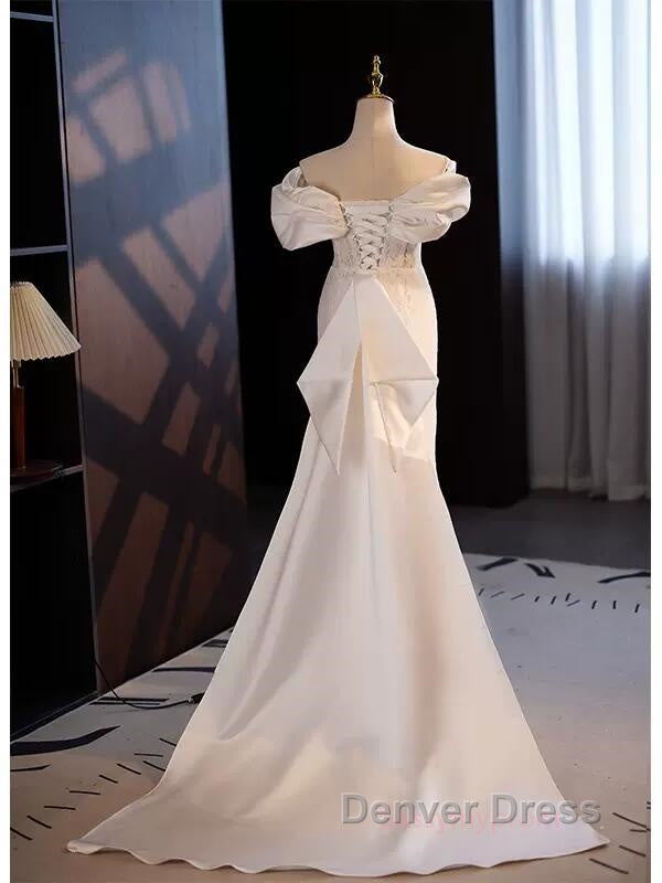 Trumpet Mermaid Puffy Sleeves Wedding Dresses With Detachable Train