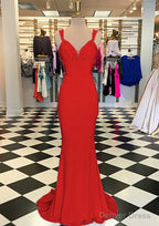 Trumpet Mermaid Scalloped Neck Sleeveless Sweep Train Elastic Satin Prom Dresses With Appliqued