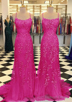 Trumpet Mermaid Scoop Neck Sleeveless Sweep Train Lace Prom Dresses With Crystal