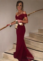Trumpet Mermaid Sleeveless Off The Shoulder Sweep Train Lace Prom Dresses With Appliqued Beaded Sequins