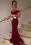 Trumpet Mermaid Sleeveless Off The Shoulder Sweep Train Lace Prom Dresses With Appliqued Beaded Sequins