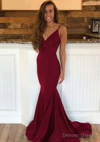 Trumpet Mermaid Sleeveless Sweep Train Charmeuse Prom Dresses With Pleated