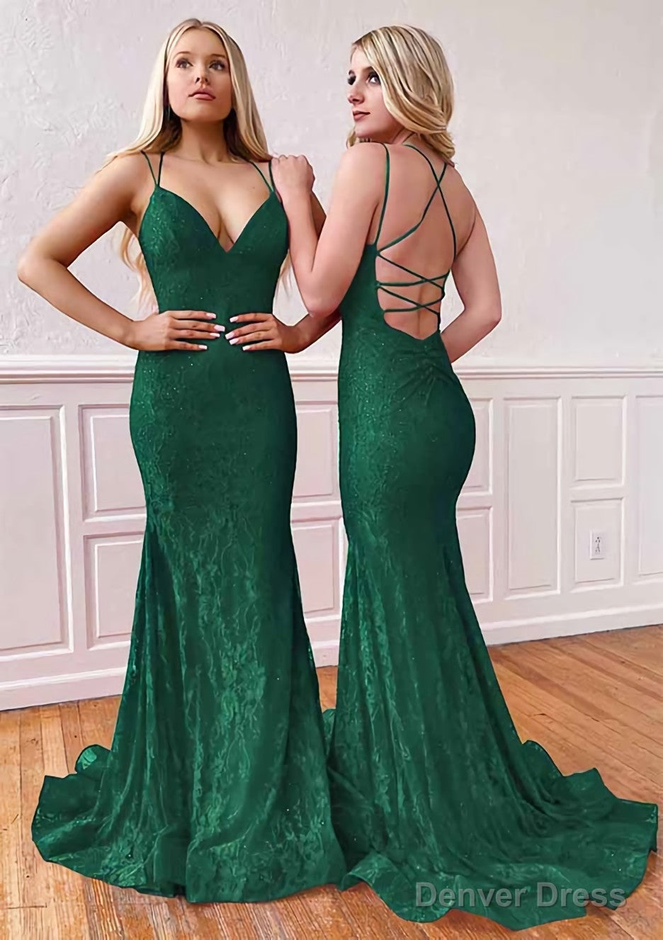 Trumpet Mermaid Sleeveless Sweep Train Lace Prom Dresses With Pleated