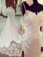 Trumpet Mermaid Straps Court Train Silk like Satin Wedding Dresses
