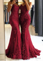 Trumpet Mermaid Sweetheart Sleeveless Long Floor Length Tulle Prom Dresses With Appliqued