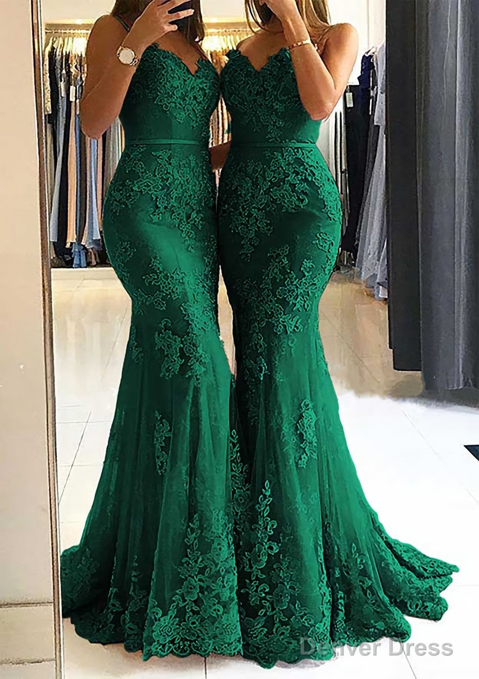 Trumpet Mermaid Sweetheart Sleeveless Long Floor Length Tulle Prom Dresses With Appliqued