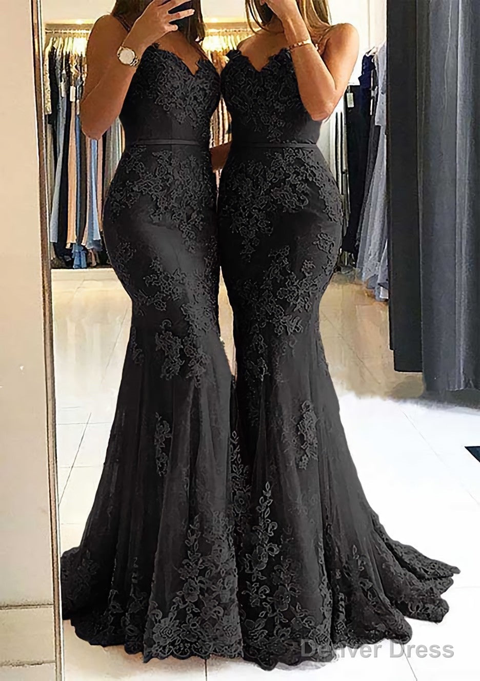 Trumpet Mermaid Sweetheart Sleeveless Long Floor Length Tulle Prom Dresses With Appliqued