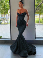 Trumpet Mermaid Sweetheart Sweep Train Silk like Satin Prom Dresses With Belt Sash