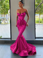 Trumpet Mermaid Sweetheart Sweep Train Silk like Satin Prom Dresses With Belt Sash