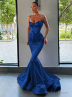 Trumpet Mermaid Sweetheart Sweep Train Silk like Satin Prom Dresses With Belt Sash