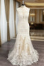 Trumpet Mermaid Tulle Applique Scoop Sleeveless Sweep Brush Train Wedding Dresses