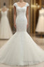 Trumpet Mermaid V Neck Sleeveless Applique Tulle Floor Length Wedding Dresses