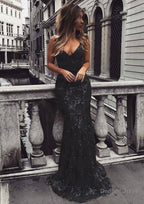 Trumpet/Mermaid V Neck Sleeveless Sweep Train Tulle Evening Dress With Beading Appliqued