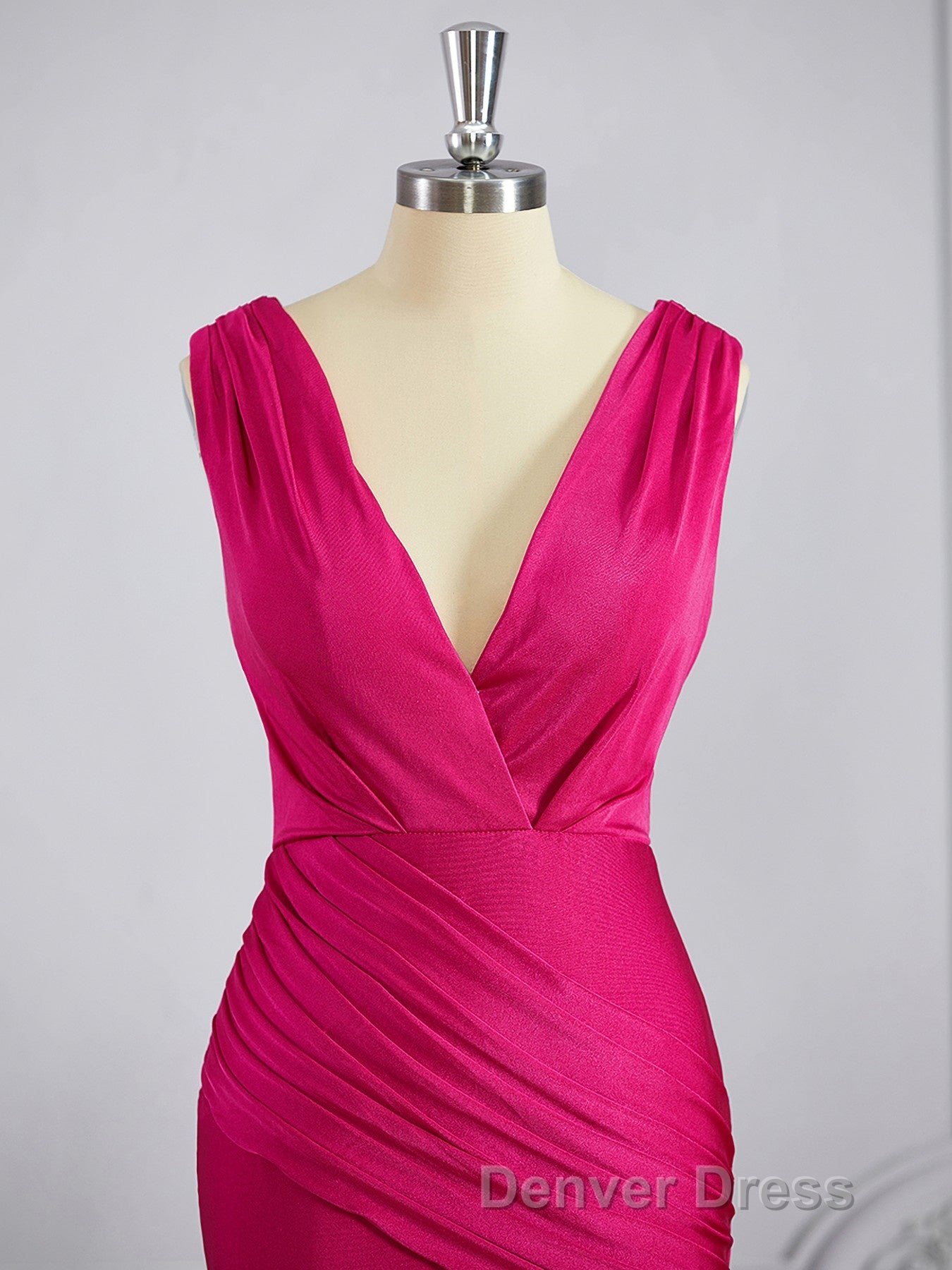 Trumpet Mermaid V Neck Sweep Train Jersey Bridesmaid Dresses