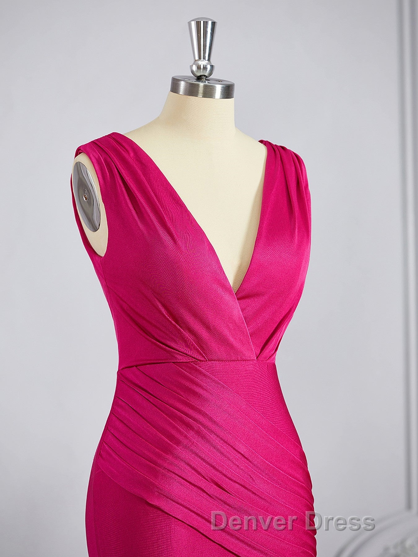 Trumpet/Mermaid V-neck Sweep Train Jersey Bridesmaid Dresses