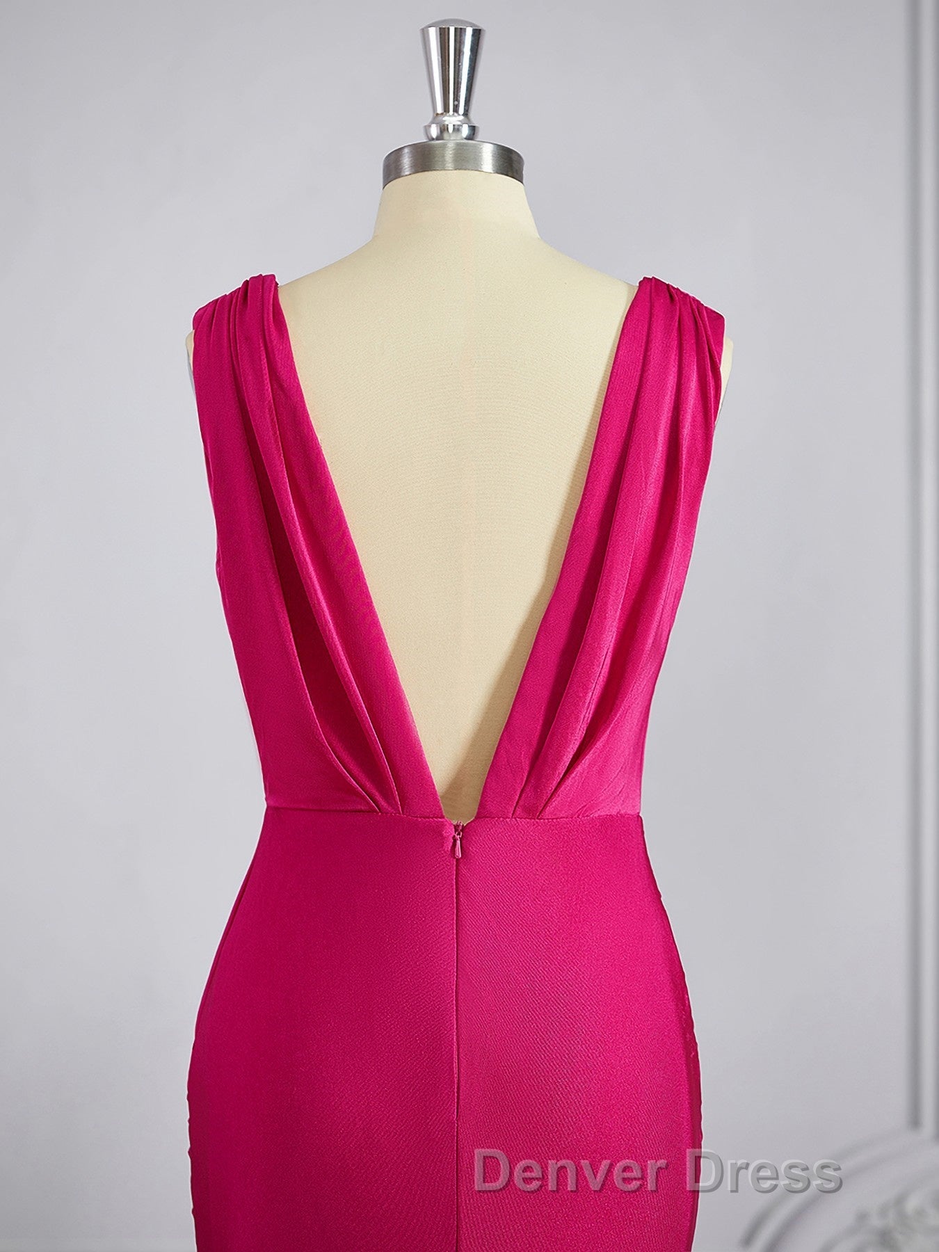 Trumpet Mermaid V Neck Sweep Train Jersey Bridesmaid Dresses