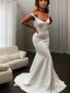 Trumpet Mermaid V Neck Sweep Train Stretch Crepe Wedding Dresses