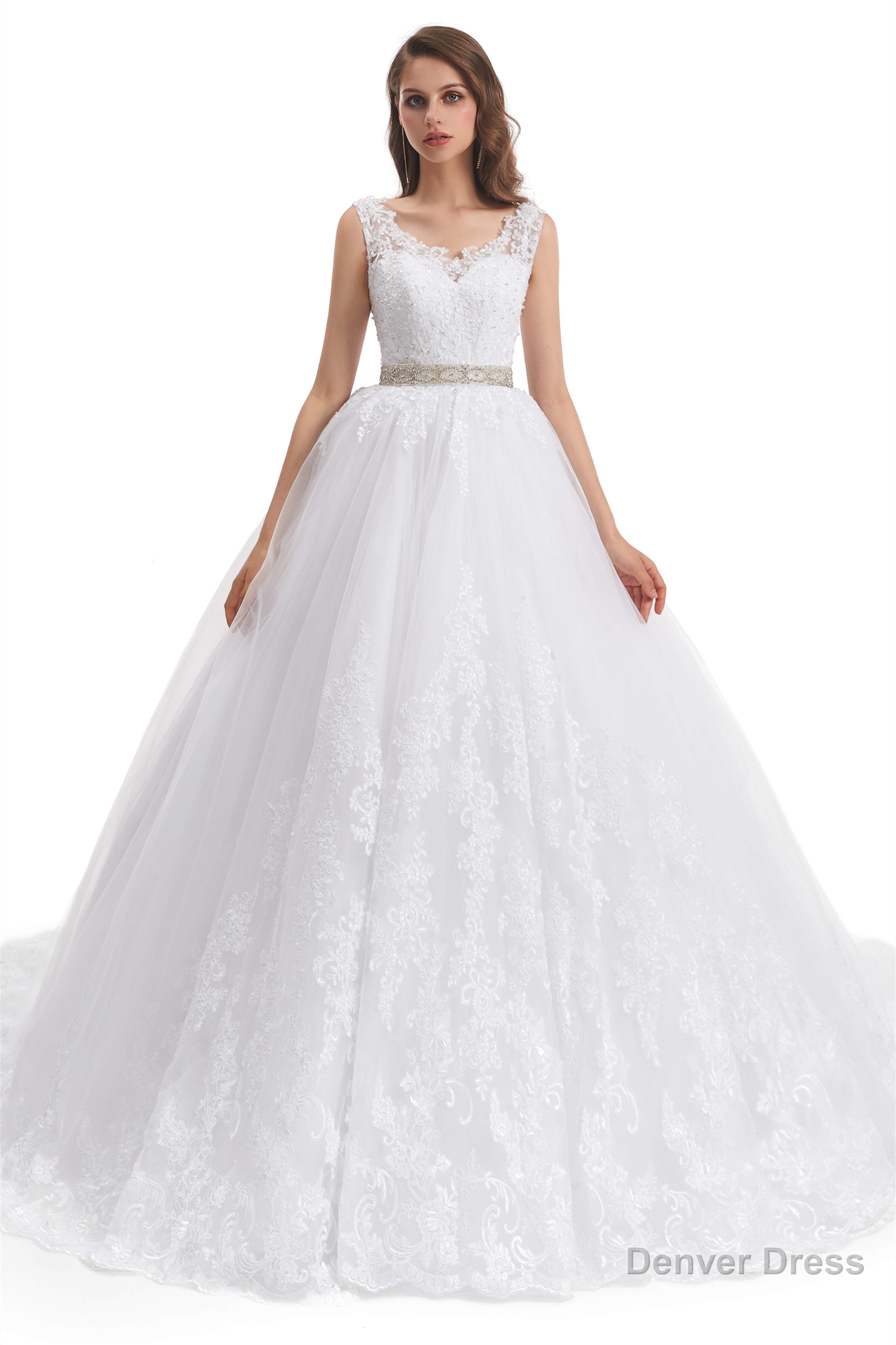 Tulle Backless Appliques beading Wedding Dresses Main image