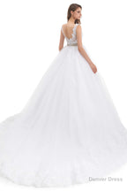 Tulle Backless Appliques beading Wedding Dresses