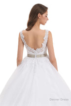 Tulle Backless Appliques beading Wedding Dresses