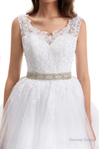 Tulle Backless Appliques beading Wedding Dresses