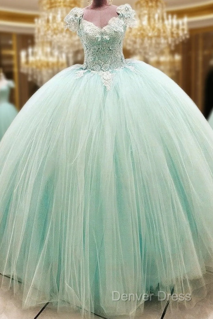 Tulle Ball Gowns Dresses Lace Embroidery V Neck