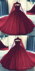 Tulle Ball Gown Prom Dress With Cape