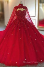Tulle Ball Gowns Wedding Dress, With Cape Prom Dress