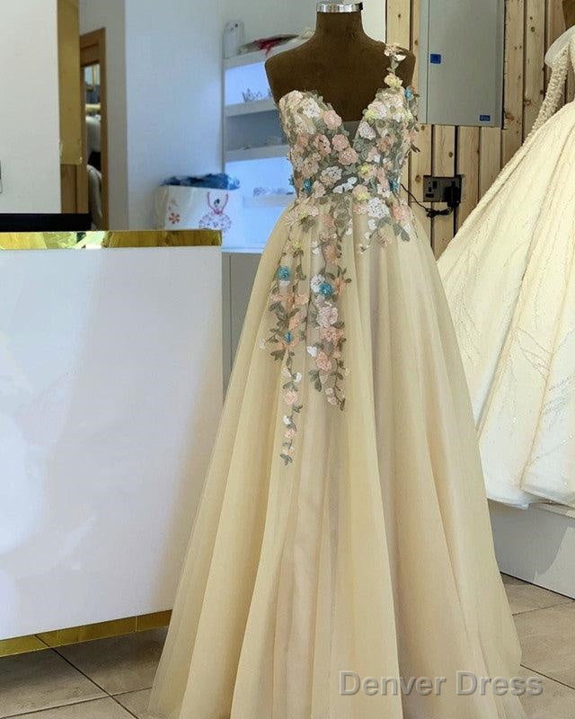 Tulle Floor Length Dress One Shoulder 3D Flowers Embroidery