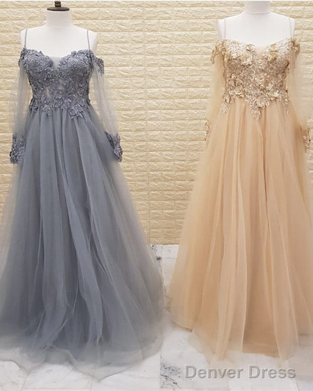 Tulle Prom Dresses Lace Appliques Cold Shoulder Secondary image
