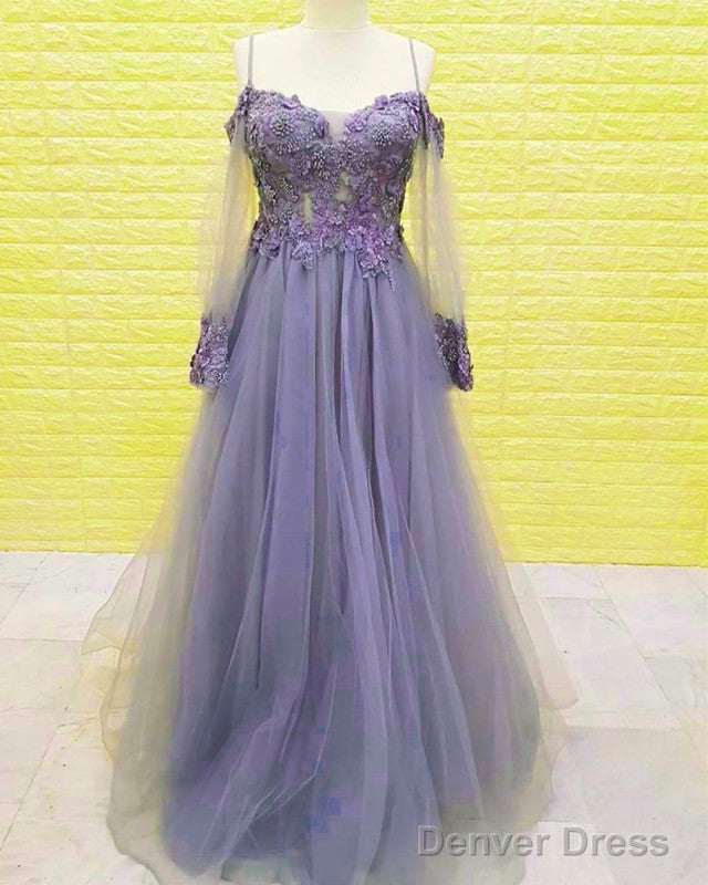 Tulle Prom Dresses Lace Appliques Cold Shoulder