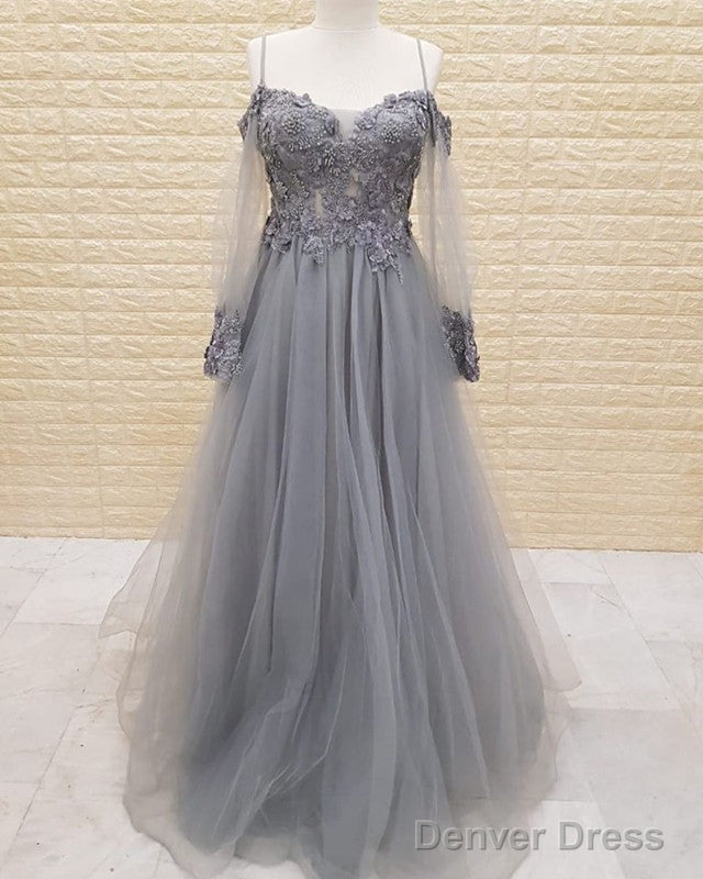 Tulle Prom Dresses Lace Appliques Cold Shoulder Main image