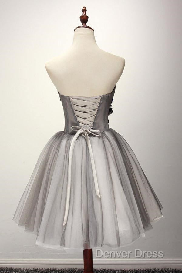 Tulle Gray Short Prom Dress Homecoming Dress Coktail Dresses Secondary image