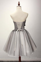 Tulle Gray Short Prom Dress Homecoming Dress Coktail Dresses