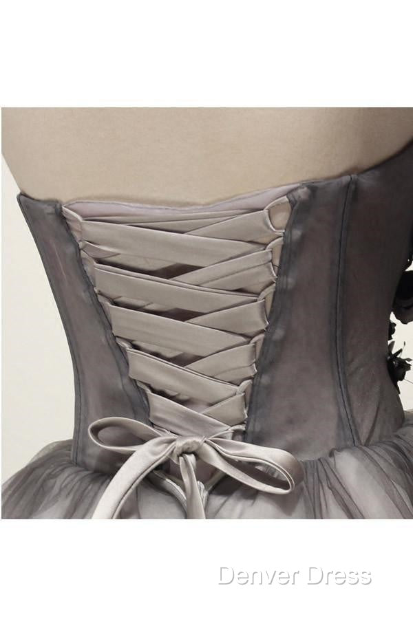 Tulle Gray Short Prom Dress Homecoming Dress Coktail Dresses