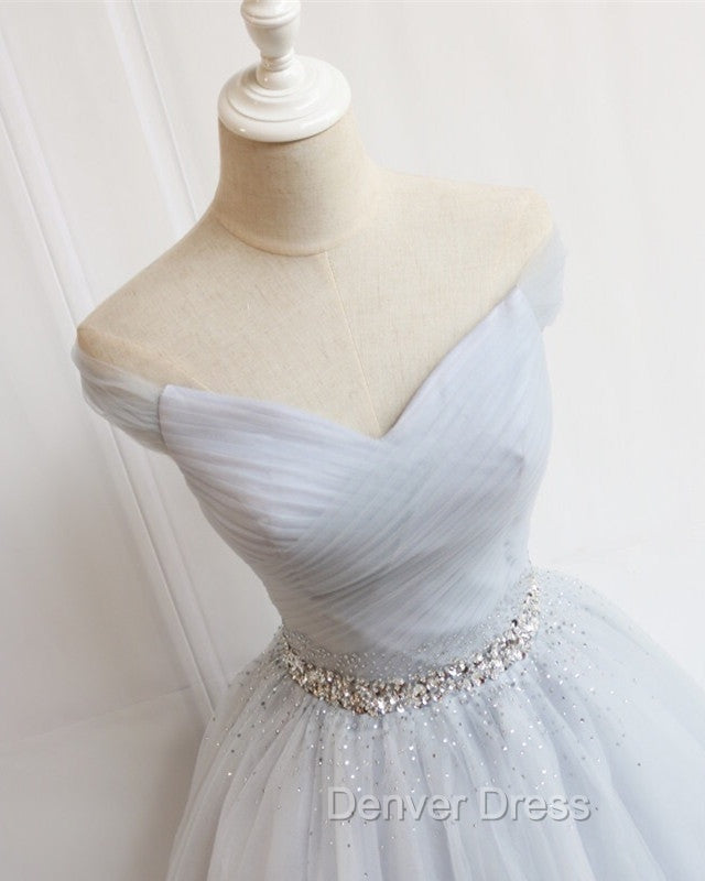 Tulle Homecoming Dresses Off The Shoulder Beaded Sashes