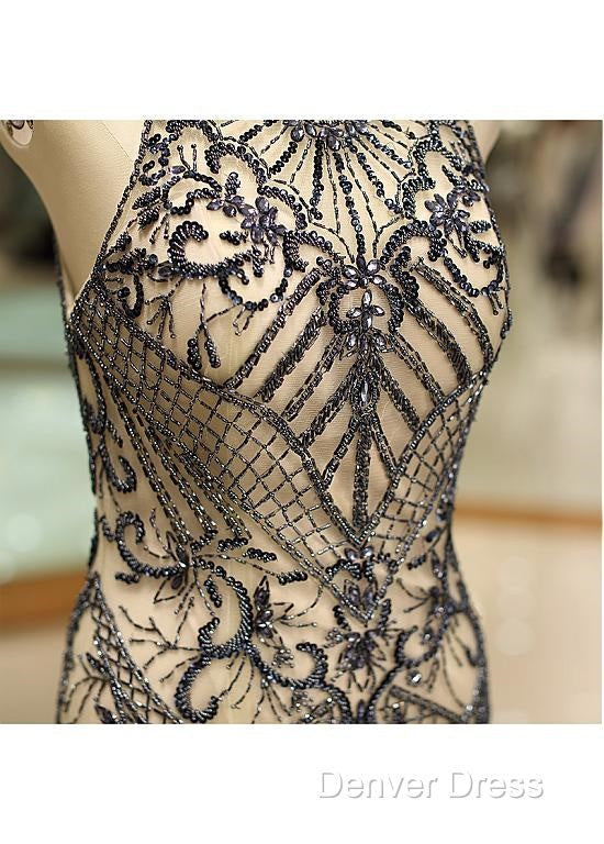 Tulle Jewel Beadings Mermaid Prom Dresses