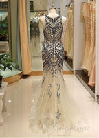 Tulle Jewel Beadings Mermaid Prom Dresses
