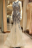 Tulle Jewel Beadings Mermaid Prom Dresses