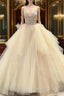 Tulle Lace Beading V-Neck Spaghetti Straps Sleeveless Floor-Length Ball Gown Prom Dresses Wedding Dresses