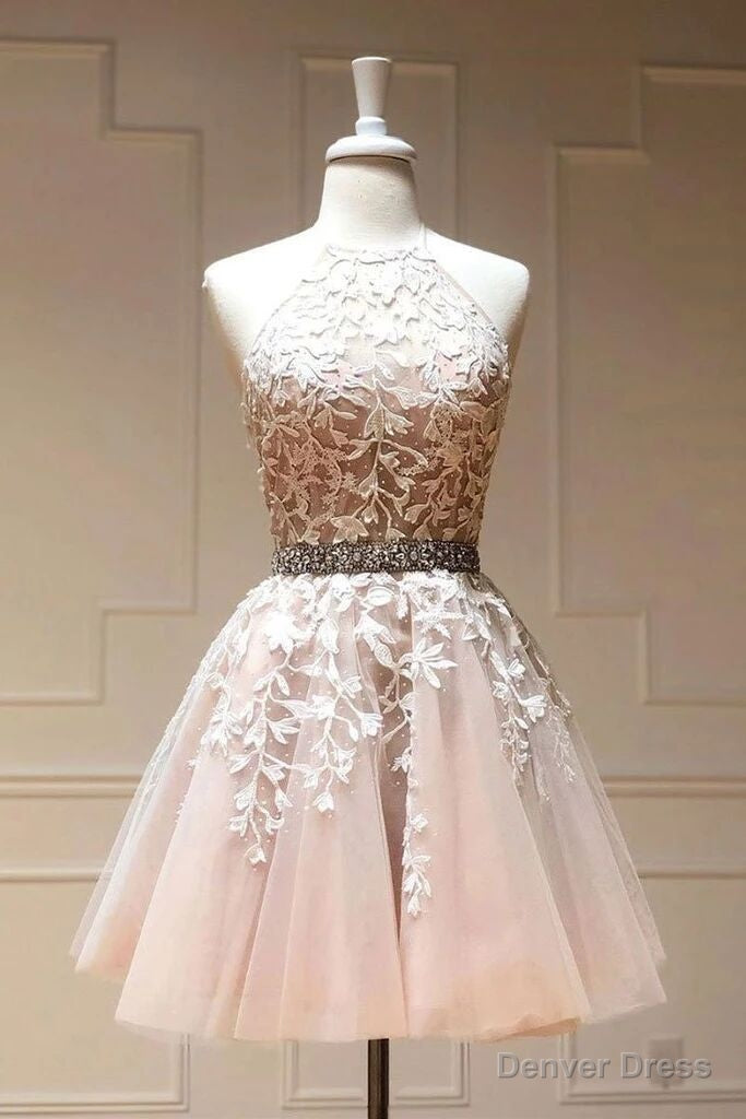 Tulle Lace Short Prom Dress Beading A Line Homecoming Dress Main image