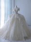 Tulle Lace V Neck Short Sleeve Beading Wedding Dresses