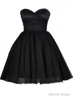 Tulle Little Black Dress, Sweetheart Simple Short Prom Dresses