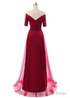 Tulle Off-The-Shoulder Prom Dresses With Pleats
